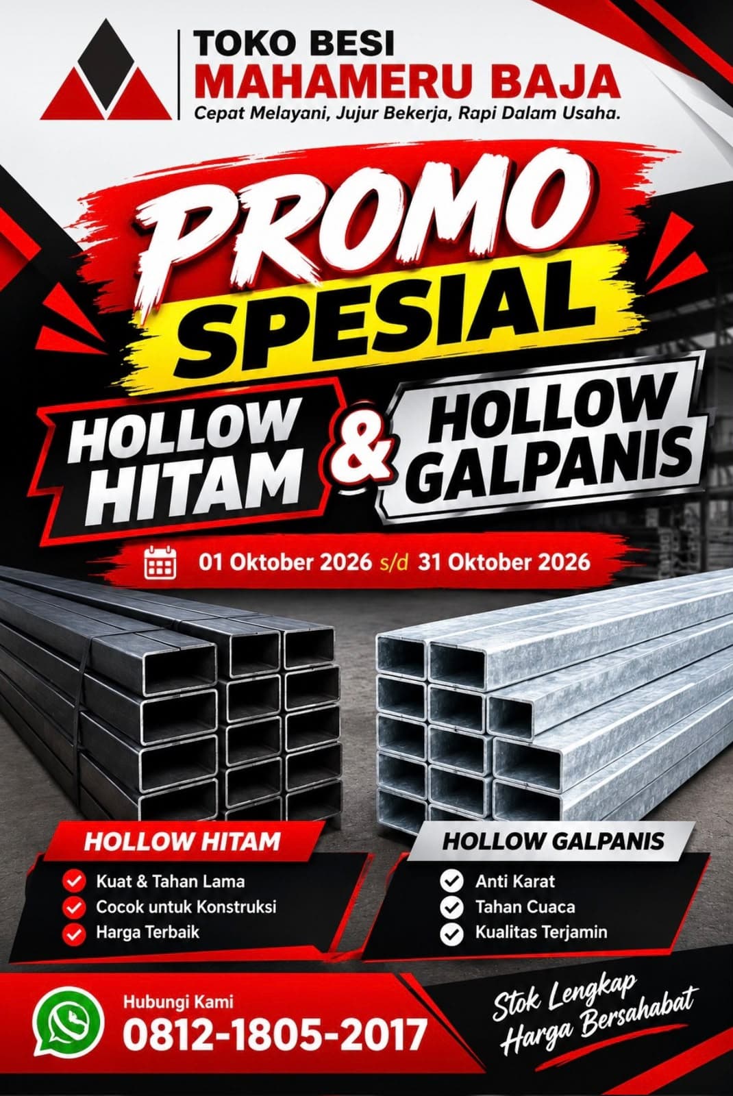 Poster promo hollow hitam dan galvanis, 1 sampai 31 Oktober 2026